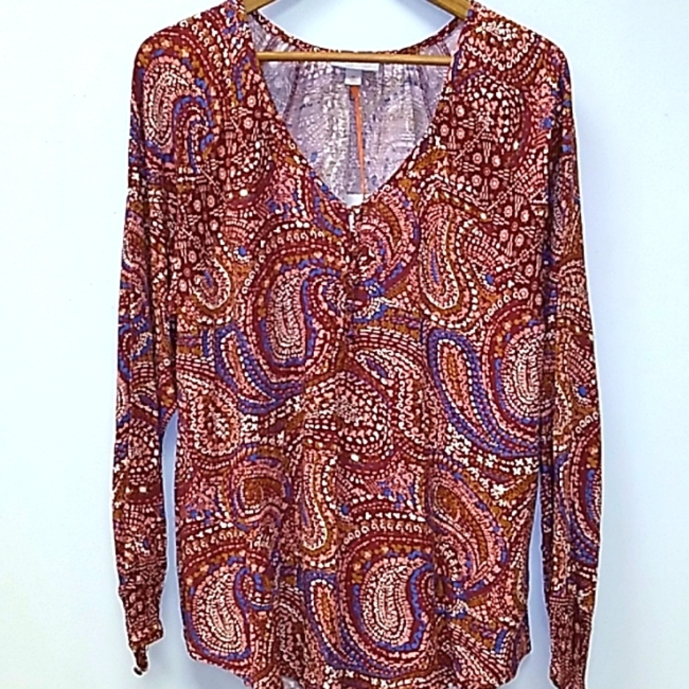 Knox Rose ladies blouse, print design Medium